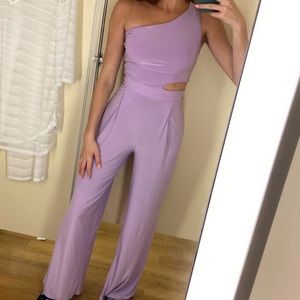 Lavender one shoulder jumpsuit